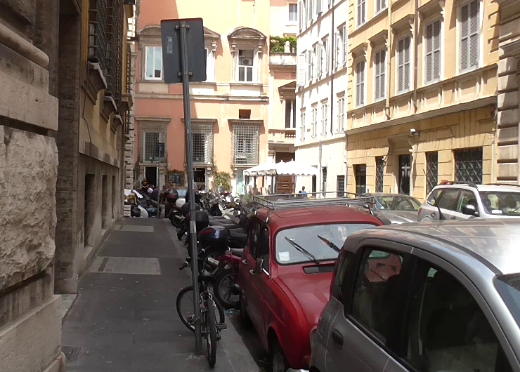 ROME, The north-west corner of the junction of the roads Via in Lucina and Via del Giardino Theodoli, looking from south towards the 
	       incised corner of the former Palazzo Fiano-Almagià, Photo by Franz Xaver Schütz, Chrystima Häuber