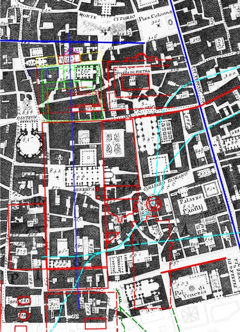 FORTVNA PAPERS 3, Fig. 62, Piazza Colonna, Palazzo Venezia, Overlay Nolli 1748