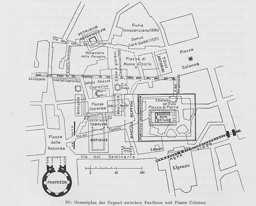 Huelsen 1912 - Tempelkomplex Marsfeld Rom Hadrian Matidia Sabina Marciana