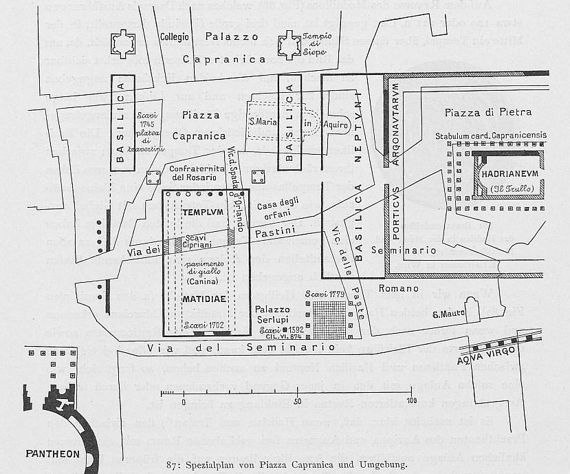 Huelsen 1912 - Tempelkomplex Marsfeld Rom Hadrian Matidia Sabina Marciana