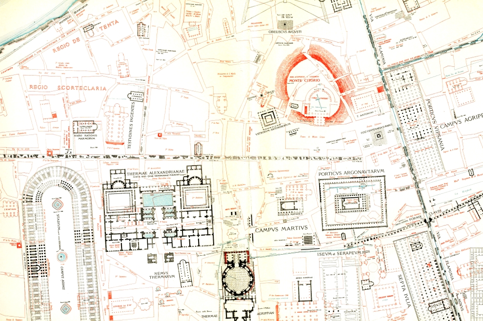 Lanciani Fol. 15 - Tempelkomplex Marsfeld Rom Hadrian Matidia Sabina Marciana FORMA URBIS ROMAE Fig. 66.4