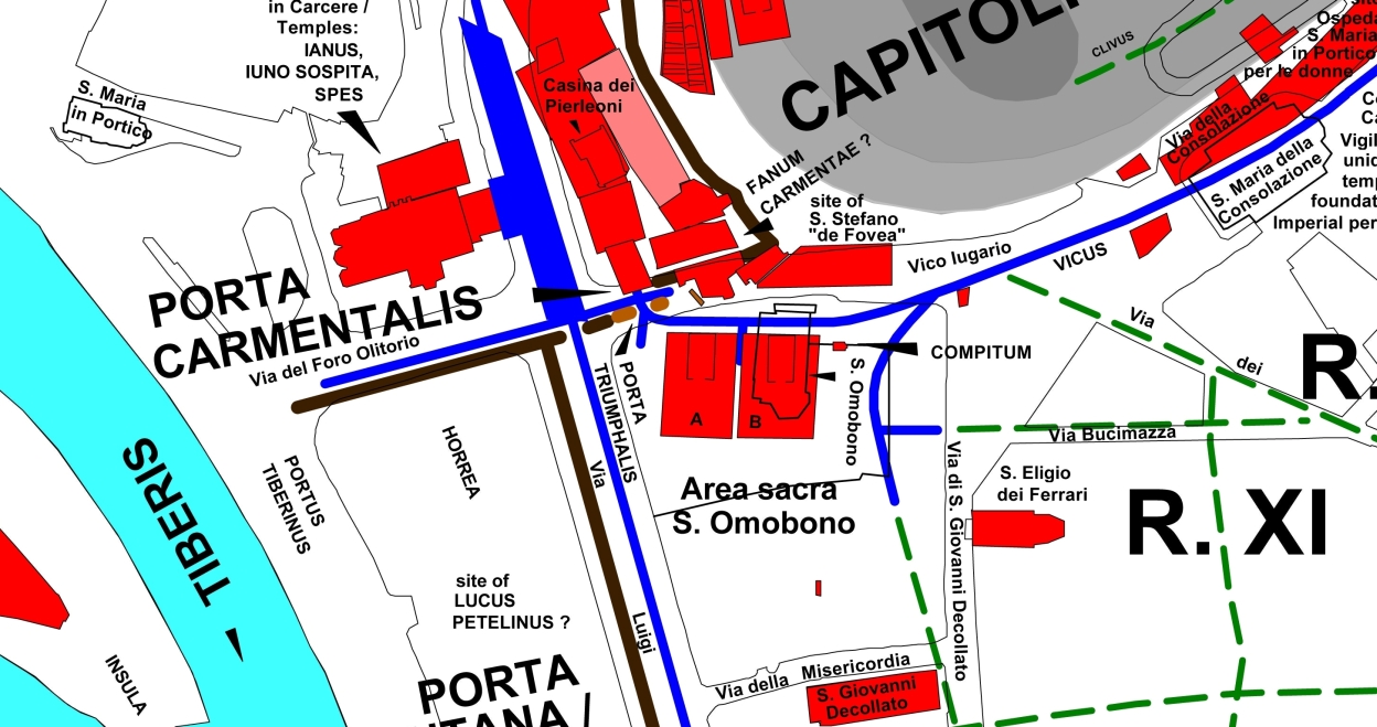 Rome map, showing the area between the Capitoline Hill and the Caelian. C. Häuber and F.X. Schütz