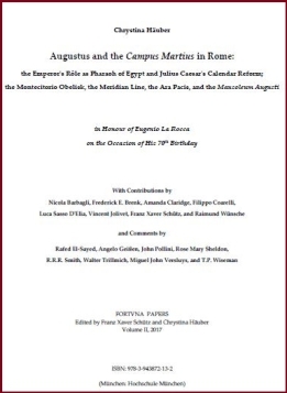 publication: Chrystina HÄUBER , Augustus and the Campus Martius. FORTVNA PAPERS II, ISBN: 978-3-943872-13-2)