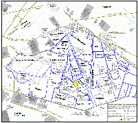 Chrystina HÄUBER (2011): The area of the 
former Horti of Maecenas on the Esquiline Hill in Rome, with indication of the vineyards (the dark blue lines), as drawn in the Great Rome map by Giambattista (G. B.)
 Nolli (1748).