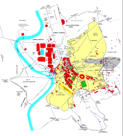 Georeferenzierte Karte Marsfeld antikes Rom Kaiserzeit mit Umgebung
	von Chrystina Häuber und Franz Xaver Schütz