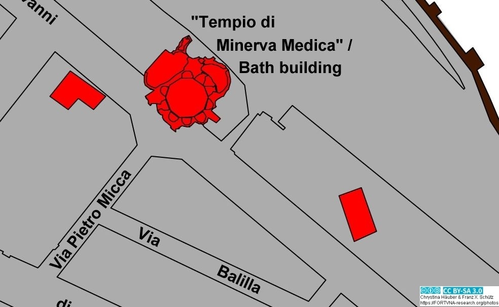Tempio di Minerva Medica / Bath Building , Rom, Auschnitt Romkarte Chrystina Häuber und Franz Xaver Schütz