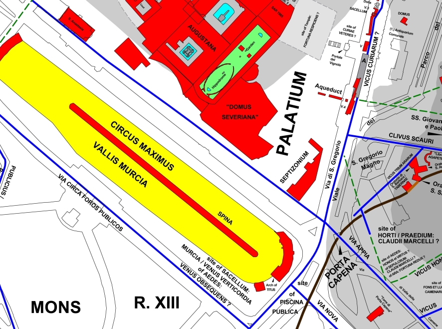 CIRCUS MAXIMUS Rom , Auschnitt Romkarte Dr. Chrystina Häuber und Dr. Franz Xaver Schütz