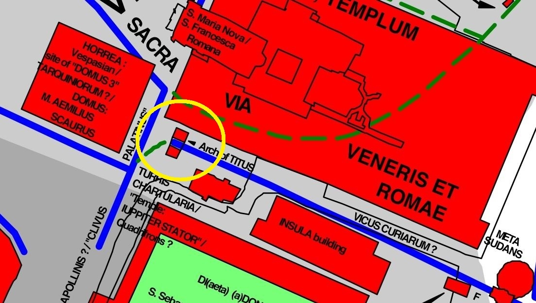 Der Titusbogen in Rom , Auschnitt Romkarte Dr. Chrystina Häuber und Dr. Franz Xaver Schütz