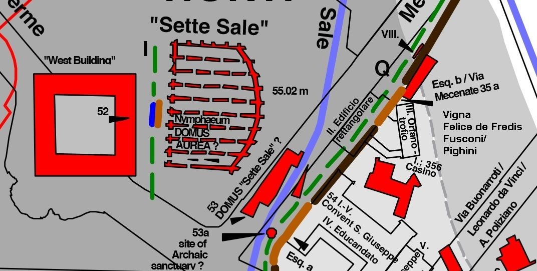 Sette Sale - Esquilin - Rom - Wasserspeicher , Auschnitt Romkarte Chrystina Häuber und Franz Xaver Schütz