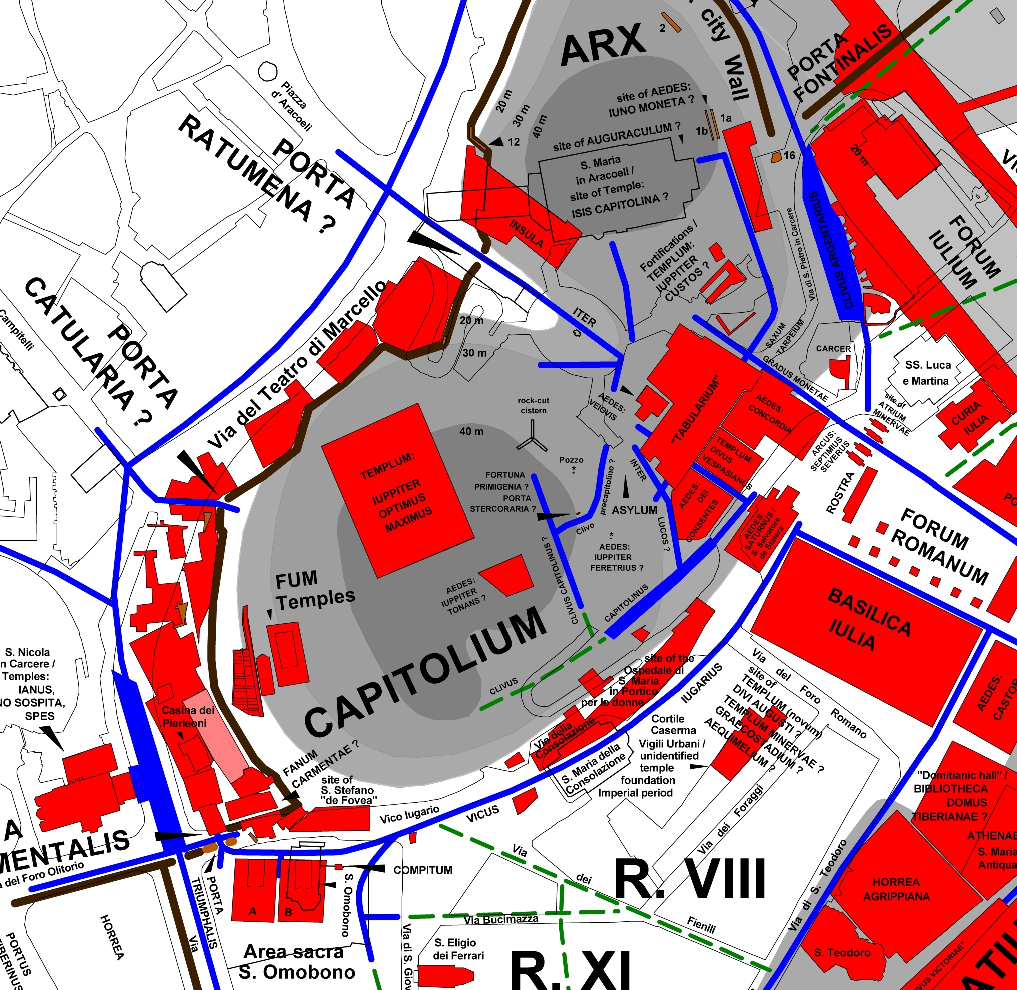 Fig. 6. Map showing the Capitoline Hill and the Forum Romanum. C. Häuber, AIS ROMA aus Chrystina Häuber 2014