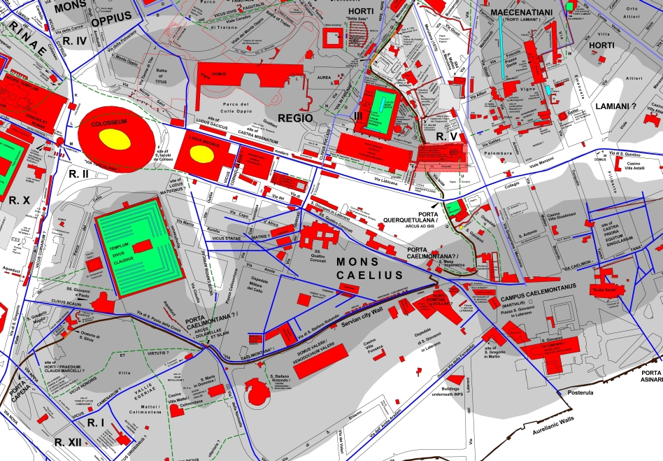 georeferenzierte Karte des antiken Rom , Ausschnitt MONS OPPIUS CAELIUS